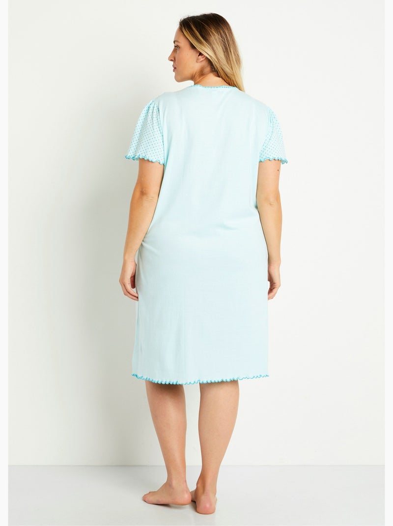 Camisón de encaje de algodón - Afibel Azul agua - Kiabi