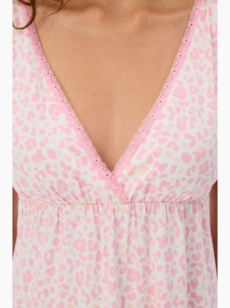 Camisón de encaje leopardo penti Blanco Rosa - Kiabi