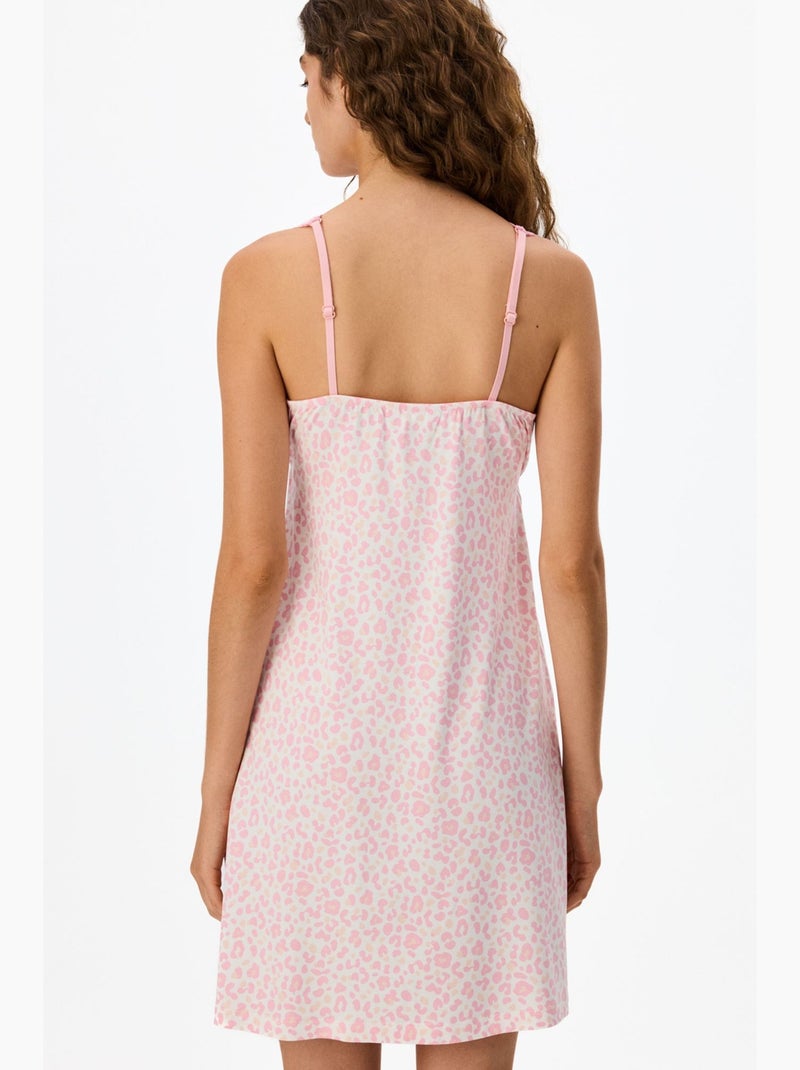 Camisón de encaje leopardo penti Blanco Rosa - Kiabi