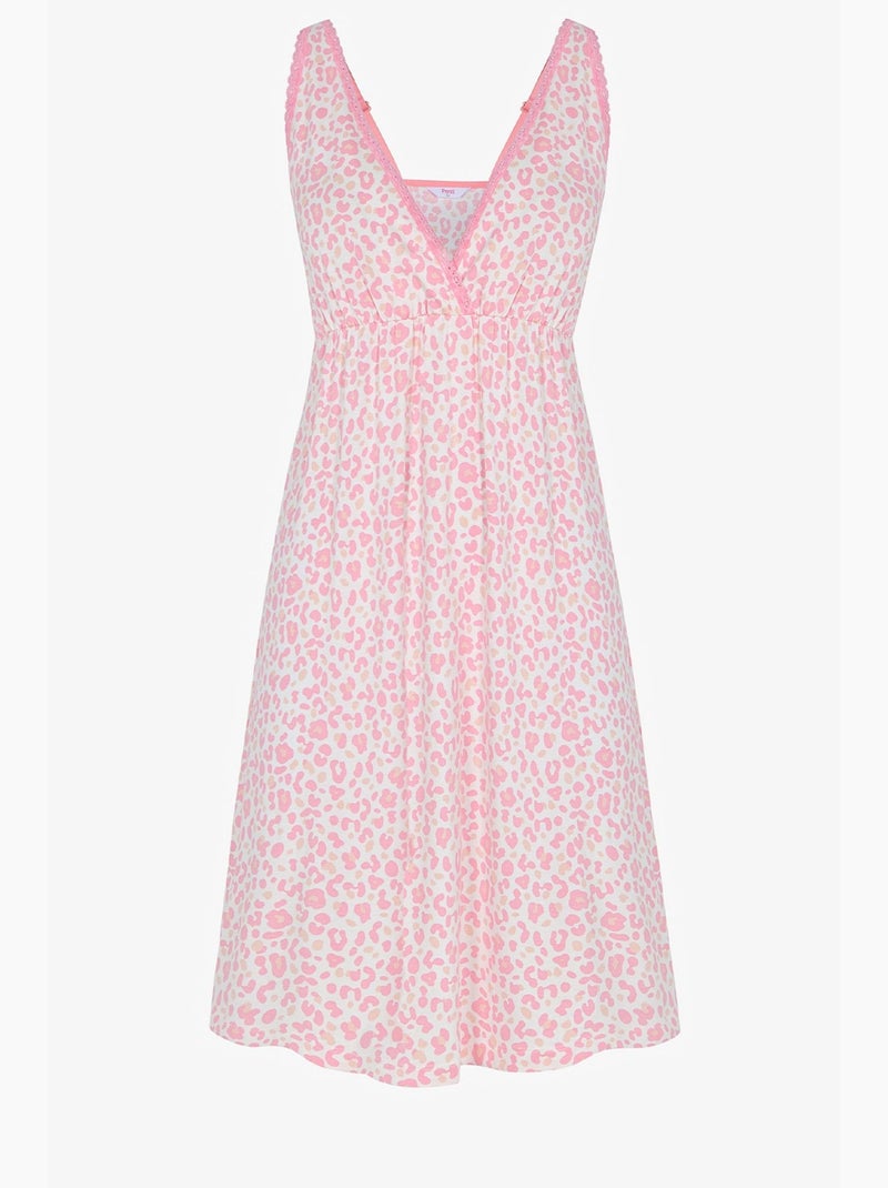 Camisón de encaje leopardo penti Blanco Rosa - Kiabi