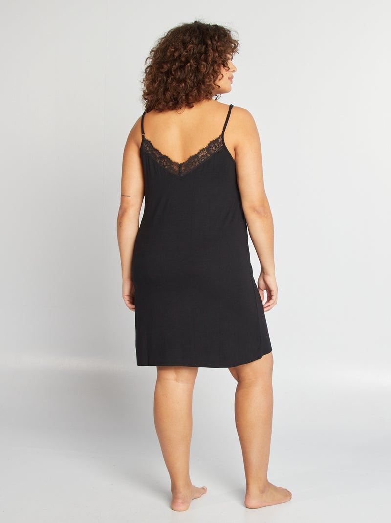 Camisón de encaje negro - Kiabi