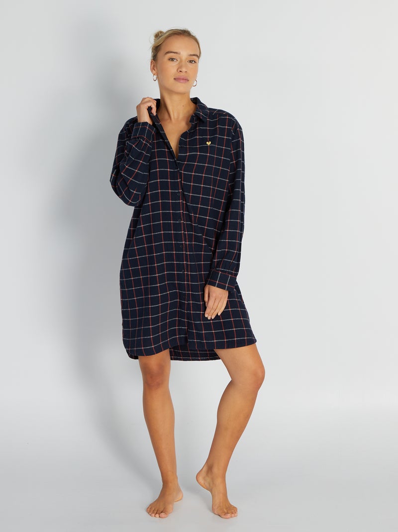 Camisón de franela AZUL - Kiabi