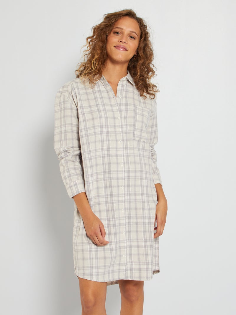 Camisón de franela cuadros - Kiabi