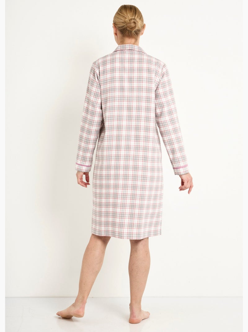 Camisón de franela de algodón cepillado - Afibel Gris - Kiabi