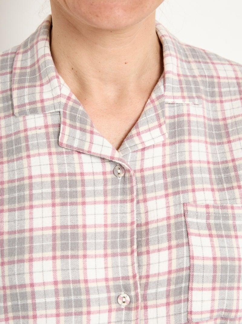 Camisón de franela de algodón cepillado - Afibel Gris - Kiabi