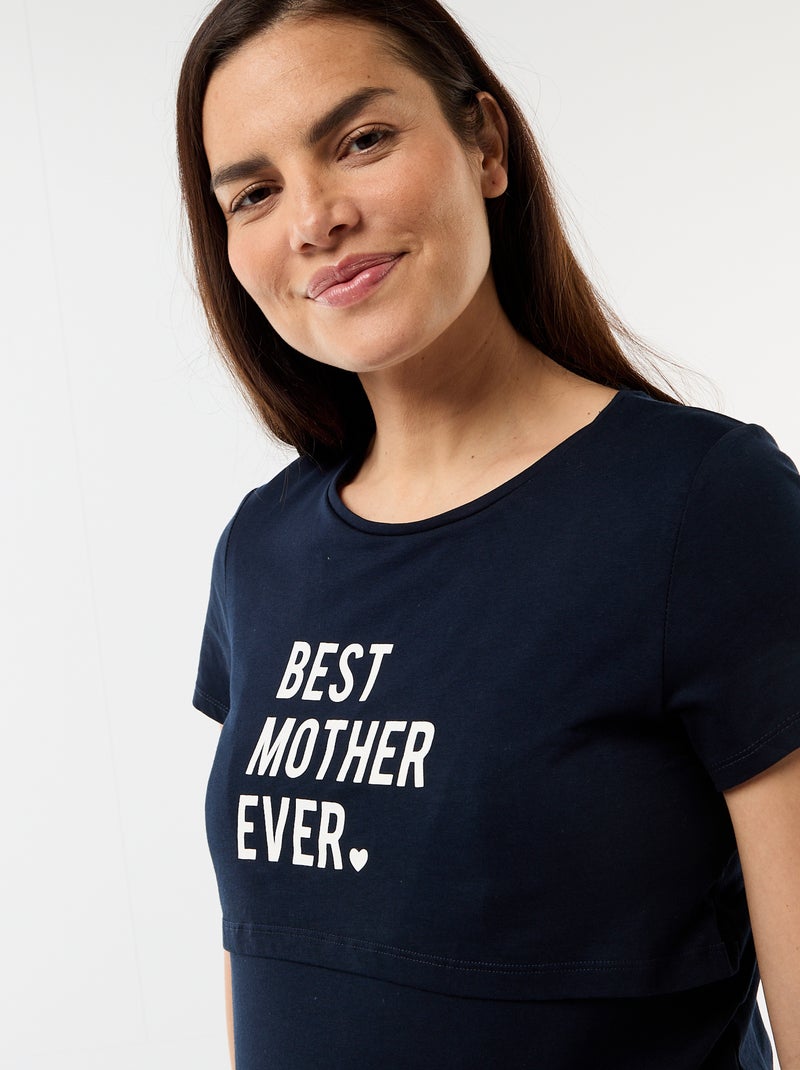Camisón de lactancia con mensaje AZUL - Kiabi