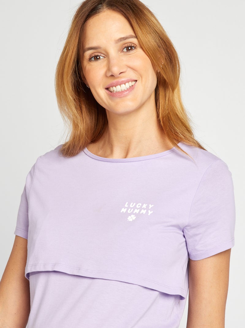 Camisón de lactancia con mensaje PURPURA - Kiabi