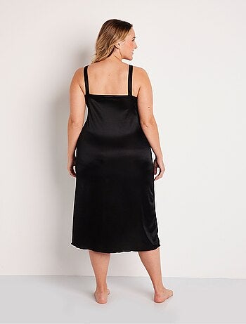 Camisón de malla satinada y encaje - Afibel