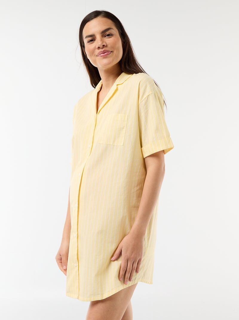 Camisón de maternidad abotonado Amarillo - Kiabi