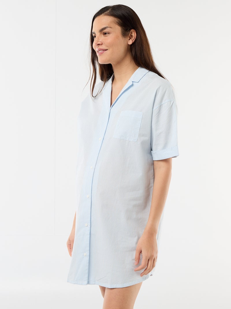 Camisón de maternidad abotonado Azul - Kiabi