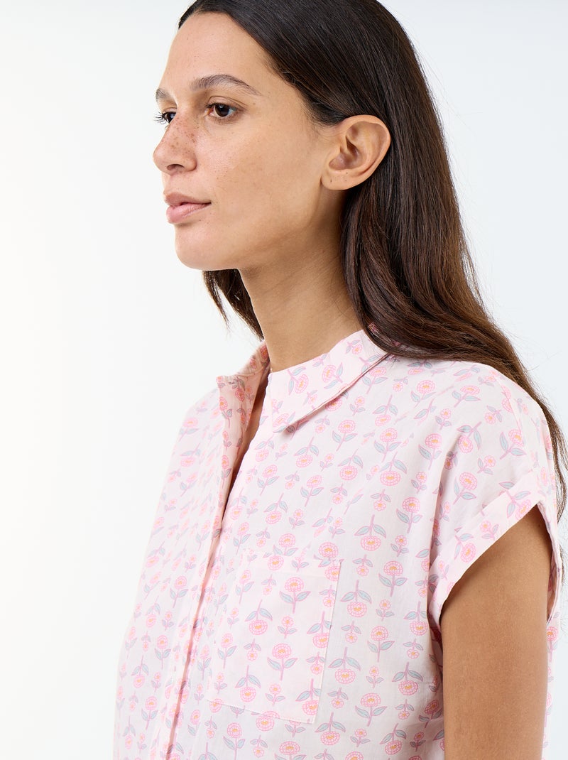 Camisón estampado de algodón Rosa - Kiabi