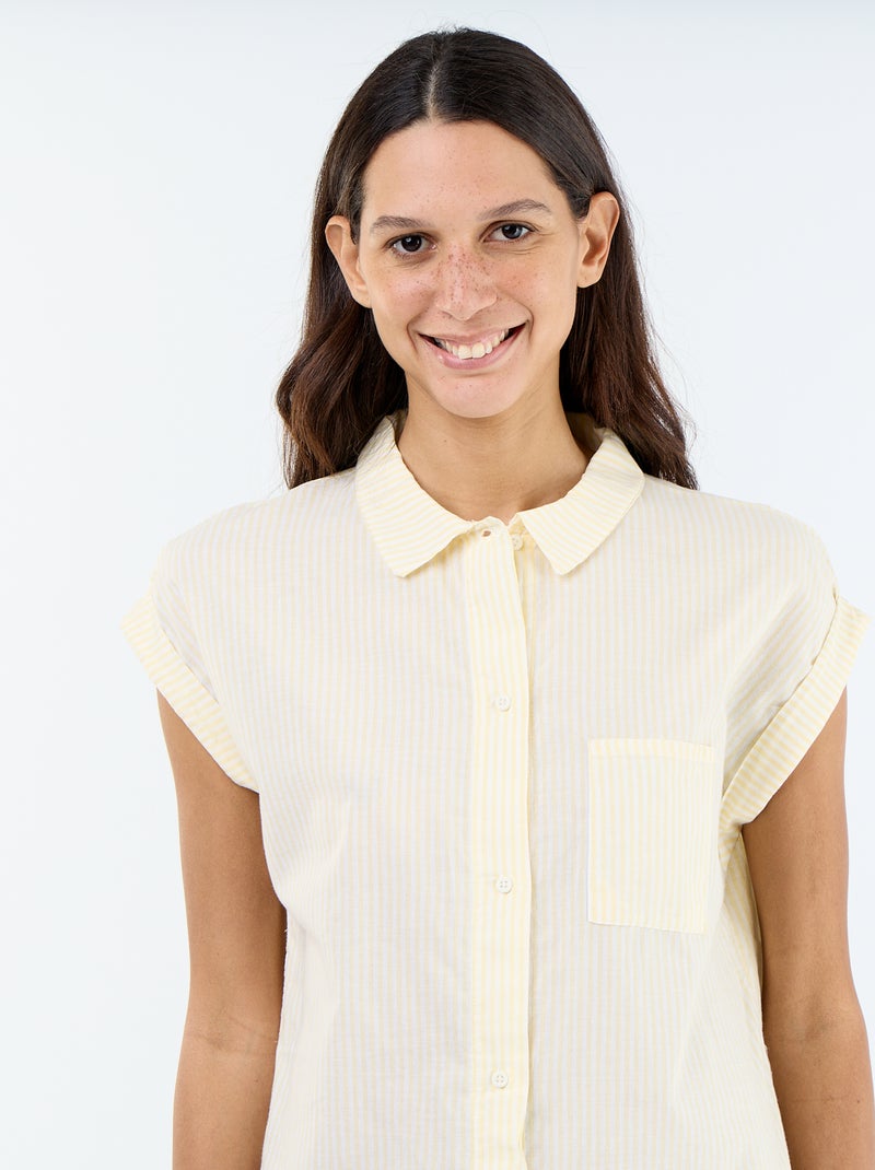 Camisón estampado de velo de algodón Amarillo - Kiabi