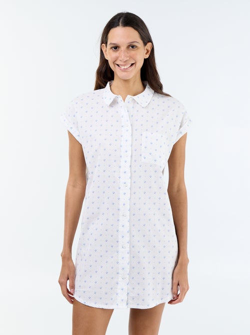 Camisón estampado de velo de algodón - Kiabi