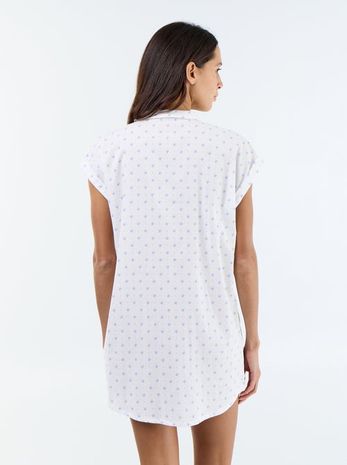 Camisón estampado de velo de algodón - Kiabi