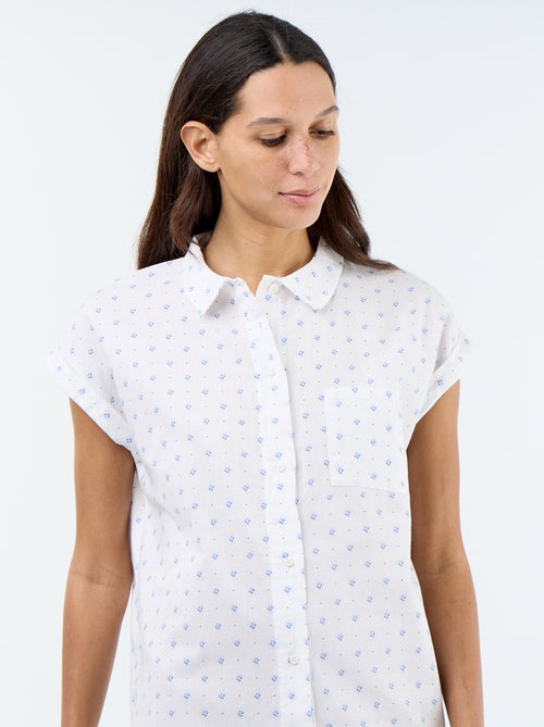 Camisón estampado de velo de algodón - Kiabi