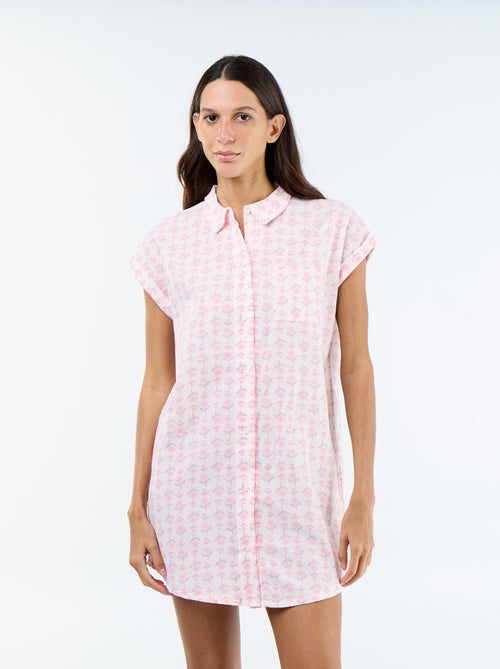 Camisón estampado de velo de algodón - Kiabi