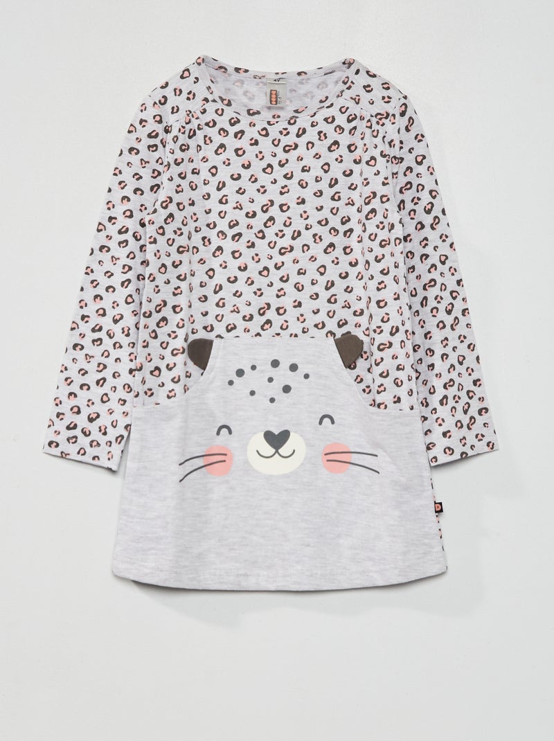 Camisón estampado 'gato' gris - Kiabi