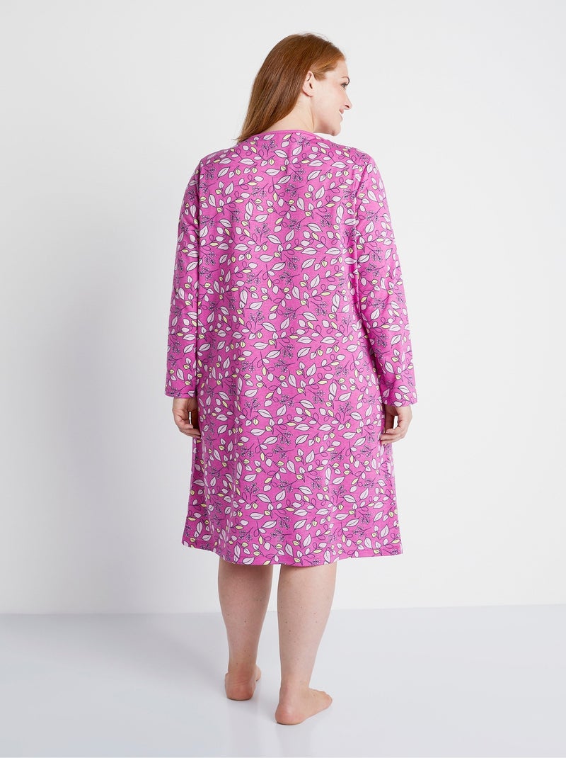 Camisón estampado vegetal - Afibel Rosa - Kiabi