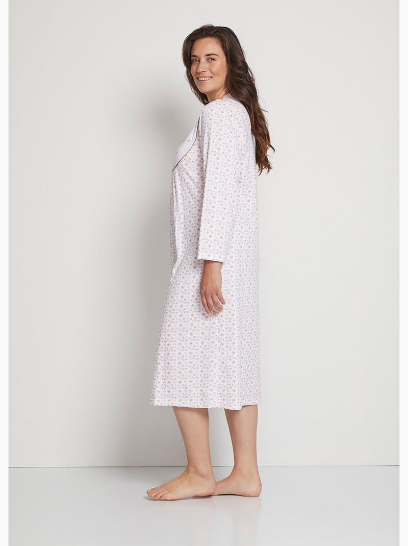 Camisón interlock con botones - Afibel Melocotón - Kiabi