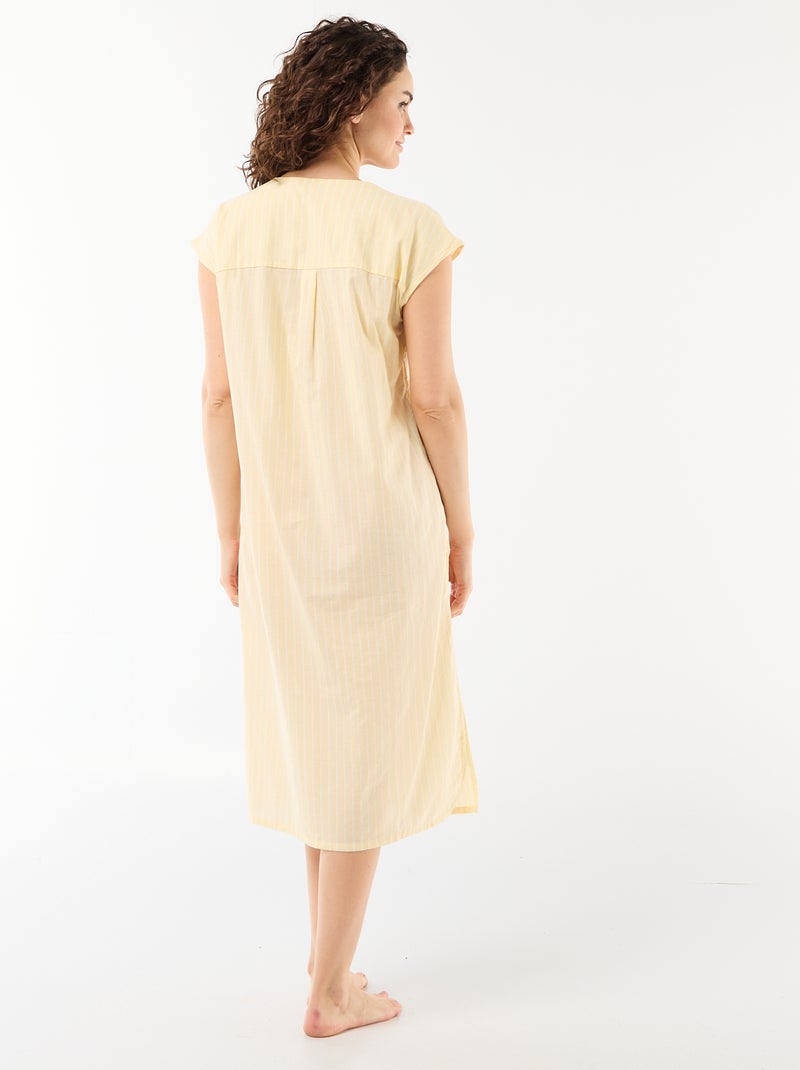 Camisón largo de algodón Amarillo - Kiabi