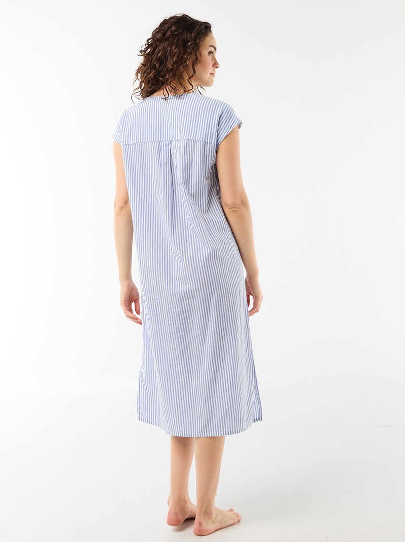 Camisón largo de algodón Azul - Kiabi