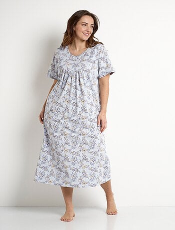 Camisón largo de algodón con manga corta. - Afibel