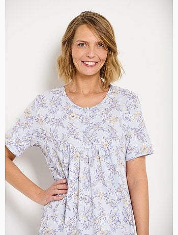 Camisón largo de algodón con manga corta. - Afibel