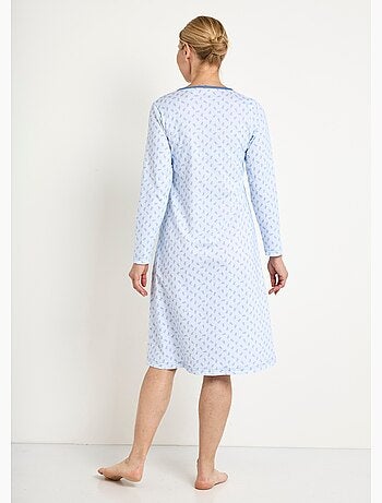Camisón largo de algodón estampado manga 3/4 - Afibel
