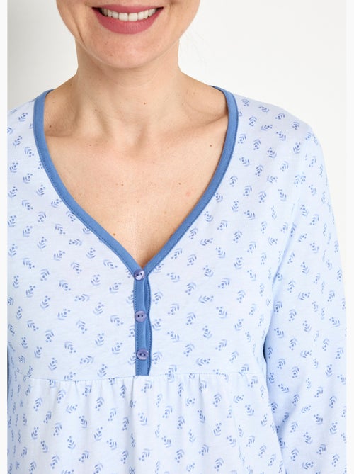 Camisón largo de algodón estampado manga 3/4 - Afibel - Kiabi