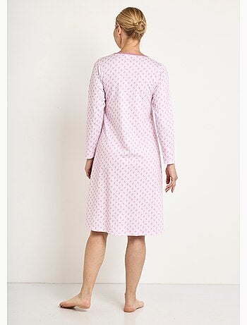 Camisón largo de algodón estampado manga 3/4 - Afibel