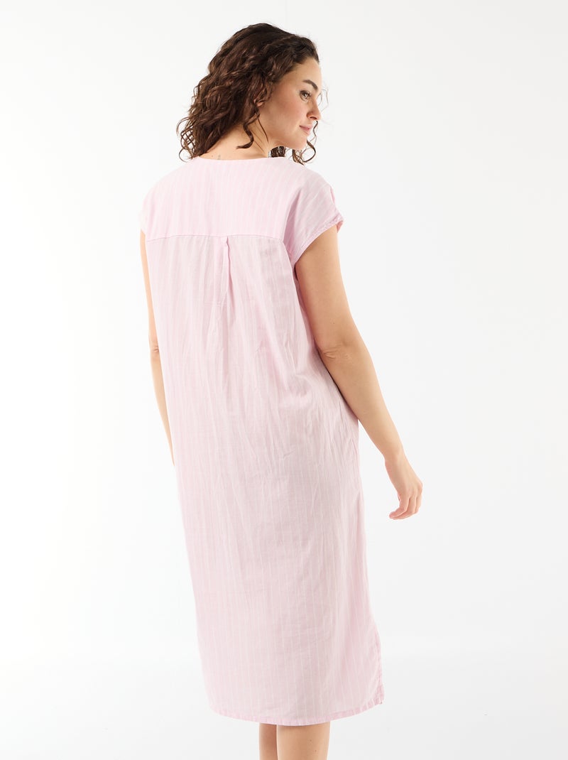Camisón largo de algodón Rosa - Kiabi