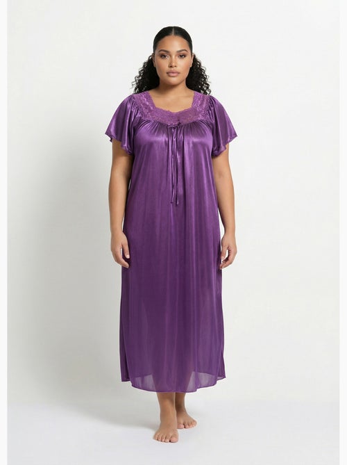 Camisón largo de raso de encaje antiestático - Afibel - Kiabi