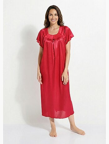 Camisón largo de raso de encaje antiestático - Afibel