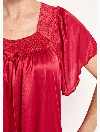 Camisón largo de raso de encaje antiestático - Afibel