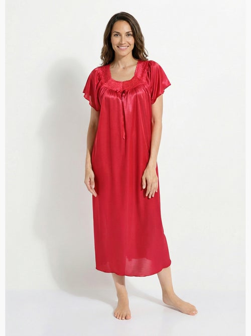 Camisón largo de raso de encaje antiestático - Afibel - Kiabi