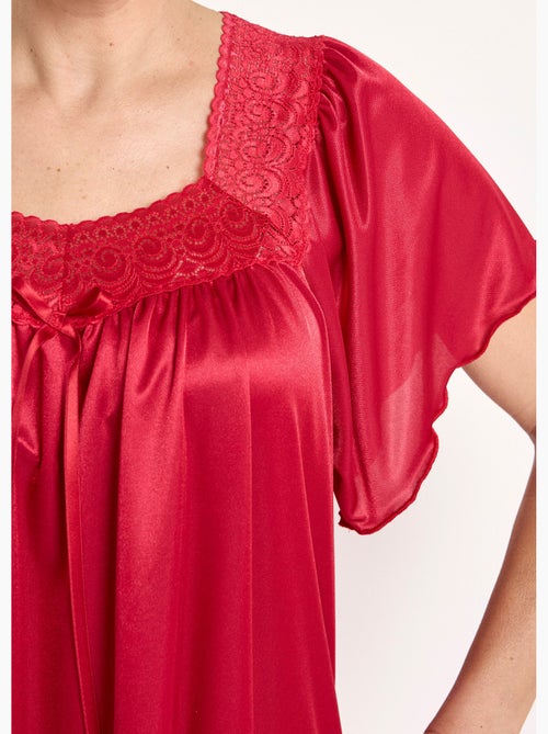 Camisón largo de raso de encaje antiestático - Afibel - Kiabi