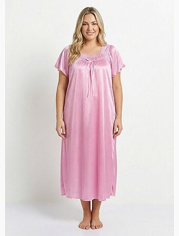 Camisón largo de raso de encaje antiestático - Afibel