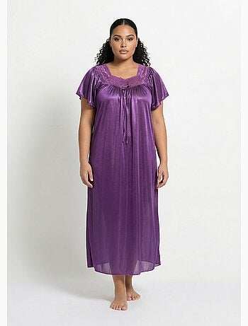 Camisón largo de raso de encaje antiestático - Afibel