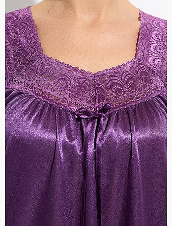 Camisón largo de raso de encaje antiestático - Afibel
