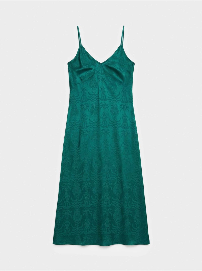 Camisón largo in and out con jacquard en tejido de satén Azul Verde - Kiabi