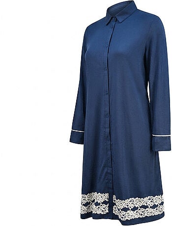 Camisón mujer OZABI botones encaje viscosa