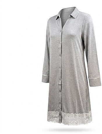Camisón mujer OZABI botones encaje viscosa