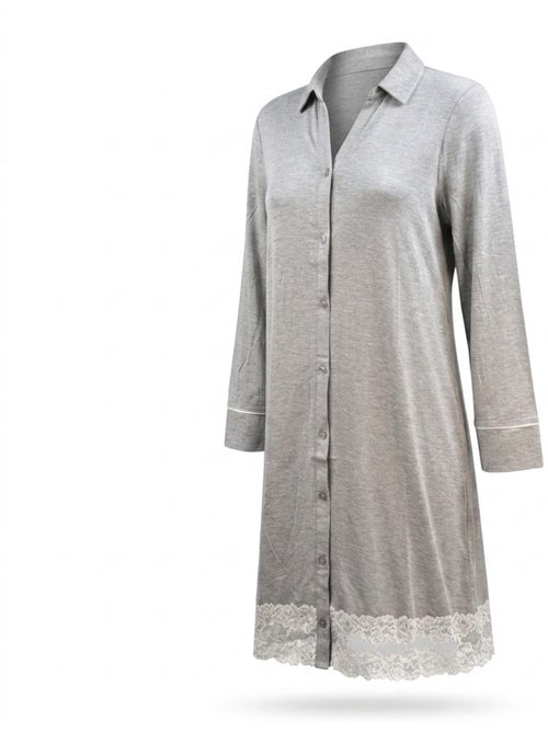 Camisón mujer OZABI botones encaje viscosa - Kiabi Camisón mujer OZABI botones encaje viscosa - Kiabi