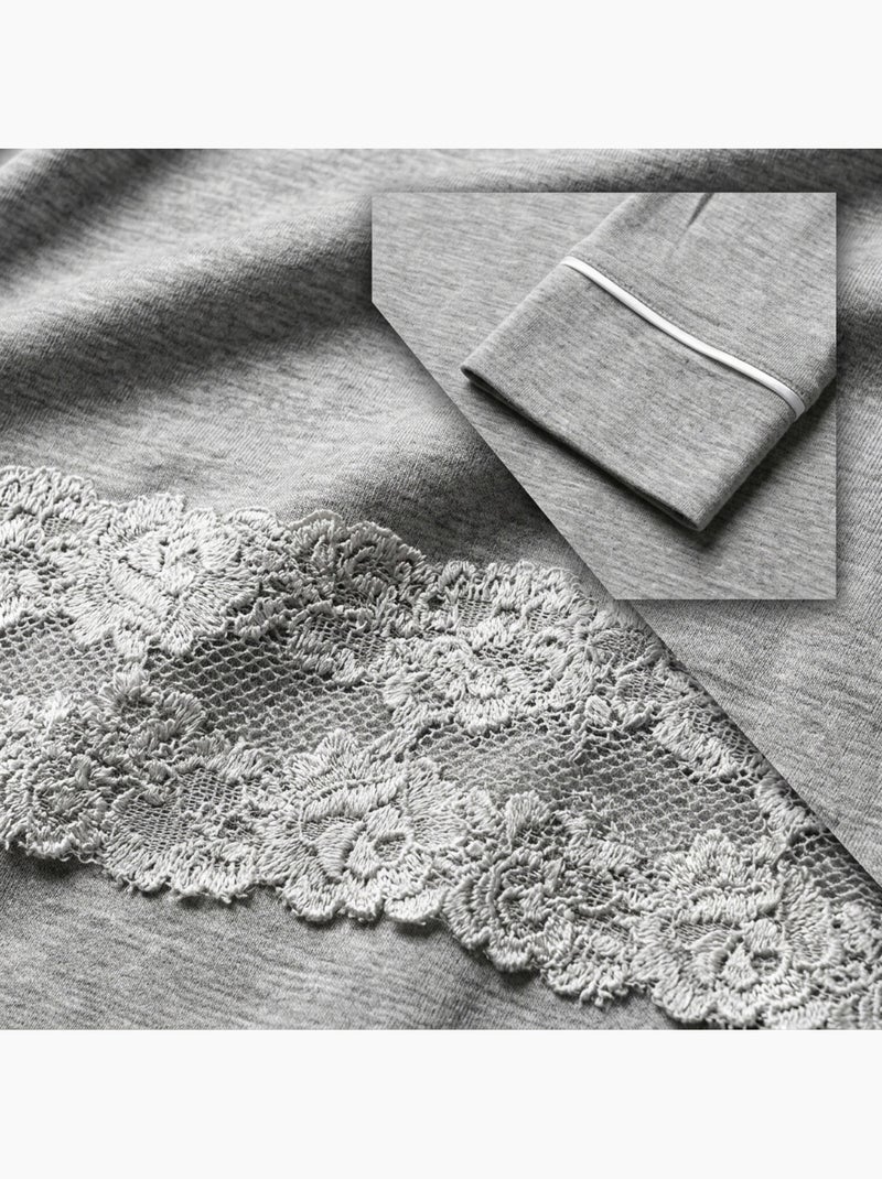 Camisón mujer OZABI botones encaje viscosa Gris - Kiabi
