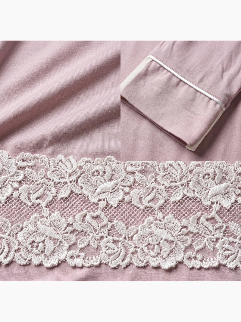Camisón mujer OZABI botones encaje viscosa Rosa - Kiabi