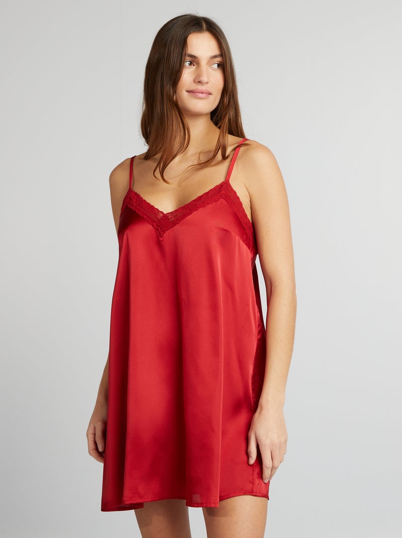 Camisón satinado ROJO - Kiabi