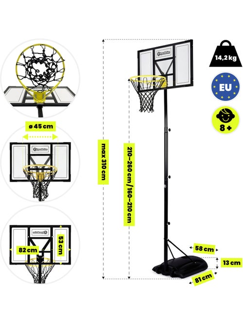Canasta baloncesto ajustable 160-260 cm aro 45 cm base 45 L HyperMotion - Kiabi