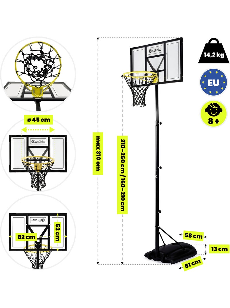 Canasta baloncesto ajustable 160-260 cm aro 45 cm base 45 L HyperMotion Negro - Kiabi