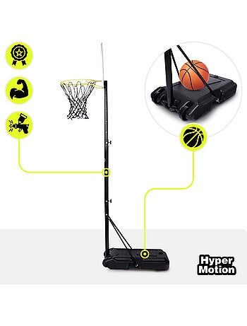 Canasta baloncesto infantil ajustable 165-215 cm con ruedas y soporte balón HyperMotion