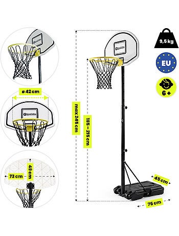 Canasta baloncesto infantil ajustable 165-215 cm con ruedas y soporte balón HyperMotion